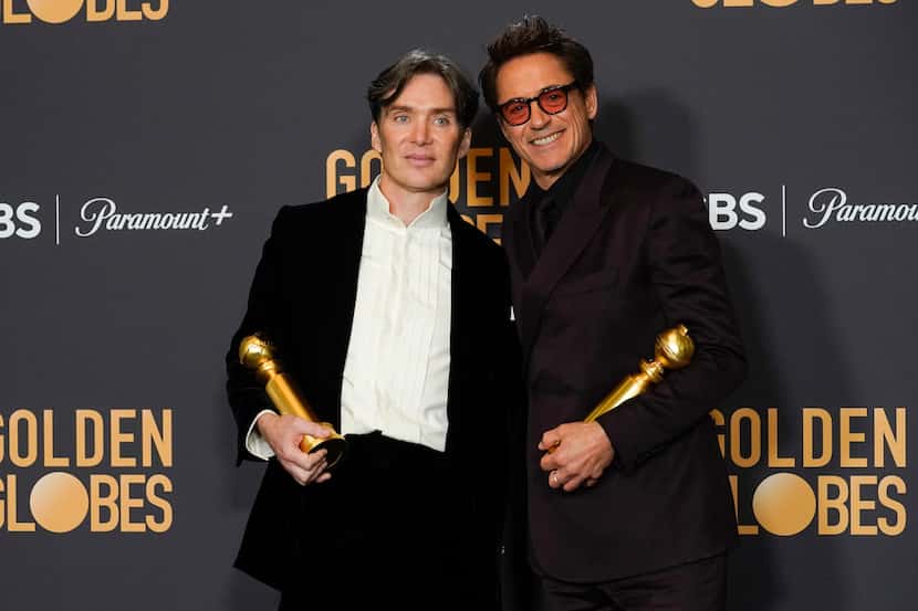 Cillian Murphy (left) winner of the award for best performance by an actor in a motion...