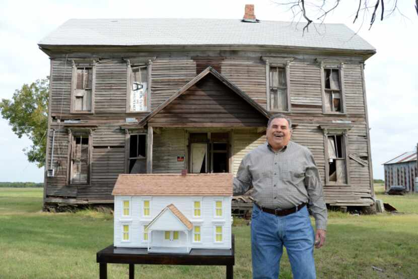 Glen Turbyfill of Rockwall created a small-scale model of the Klutts farmhouse as a way to...