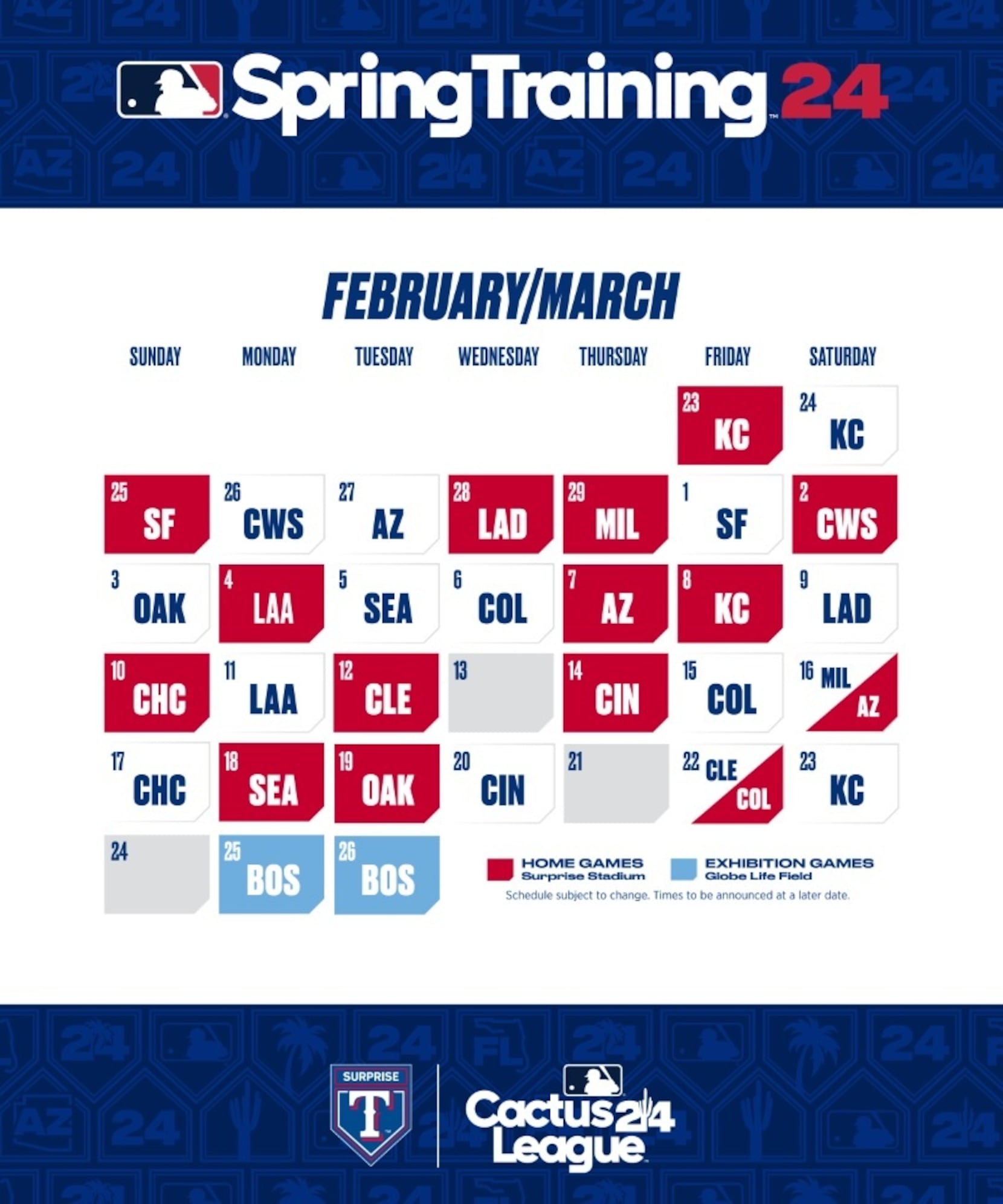 MLB releases 2018 Spring Training schedule