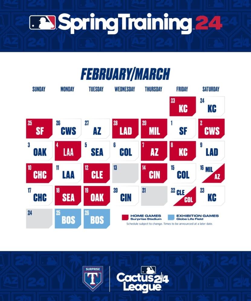 Major League Baseball announces 2024 Spring Training schedule :: Surprise  Stadium