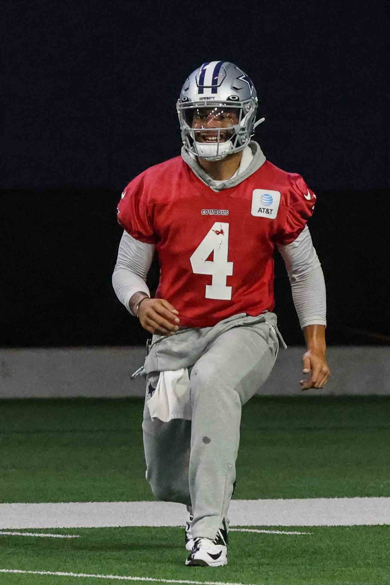 Cowboys' quarterback Dak Prescott #4 during practice at the Ford Center in Frisco on...