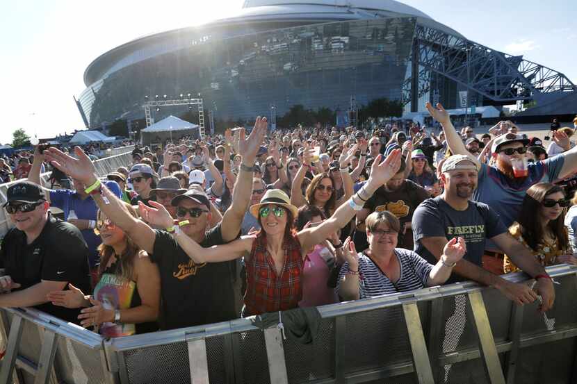 Fans cheer as Trombone Shorty performs during Kaaboo Texas at AT&T Stadium in Arlington, TX,...