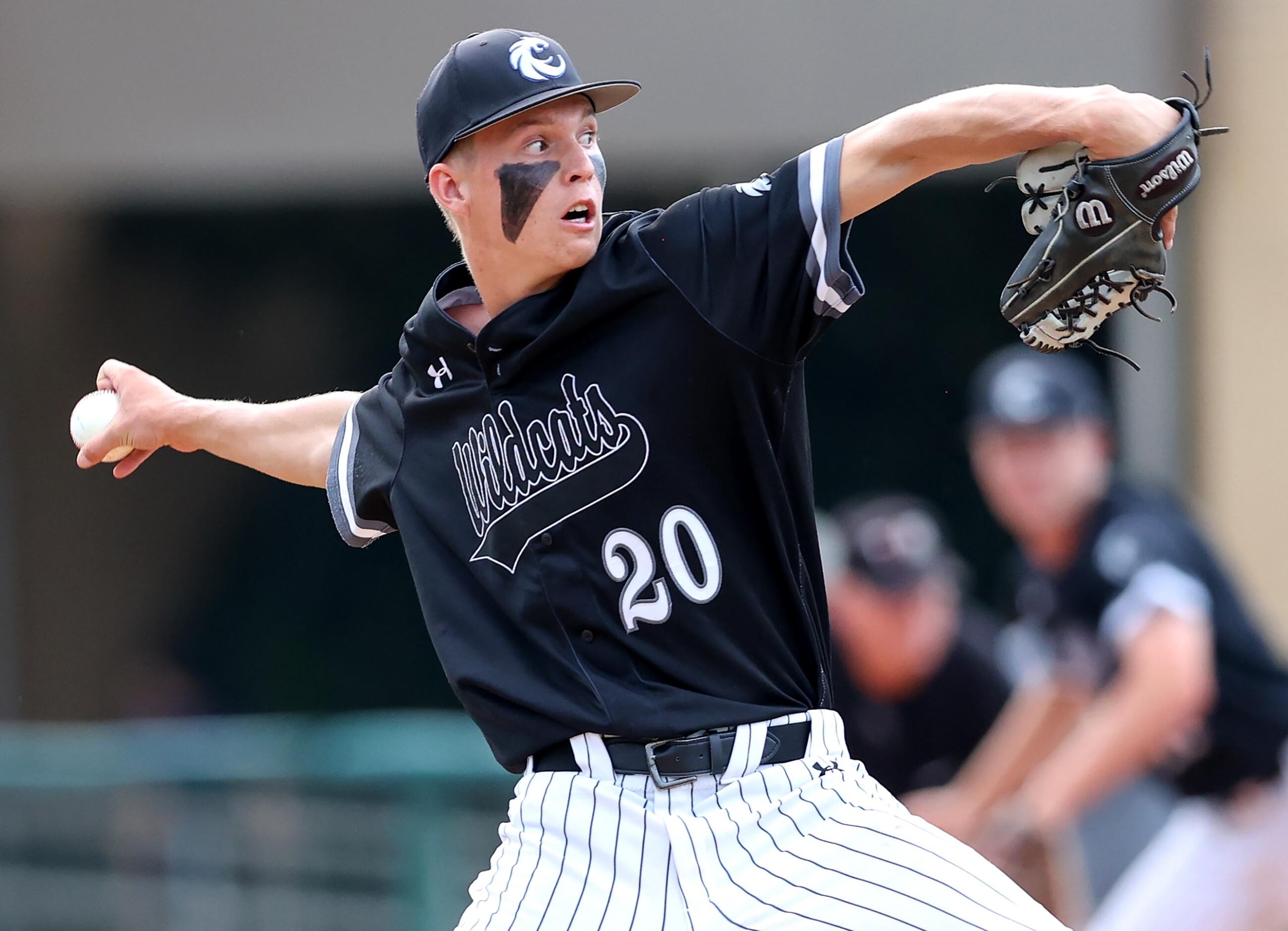 Denton Guyer starting pitcher Jack Hickerson delivers a pitch against  Flower Mound during...