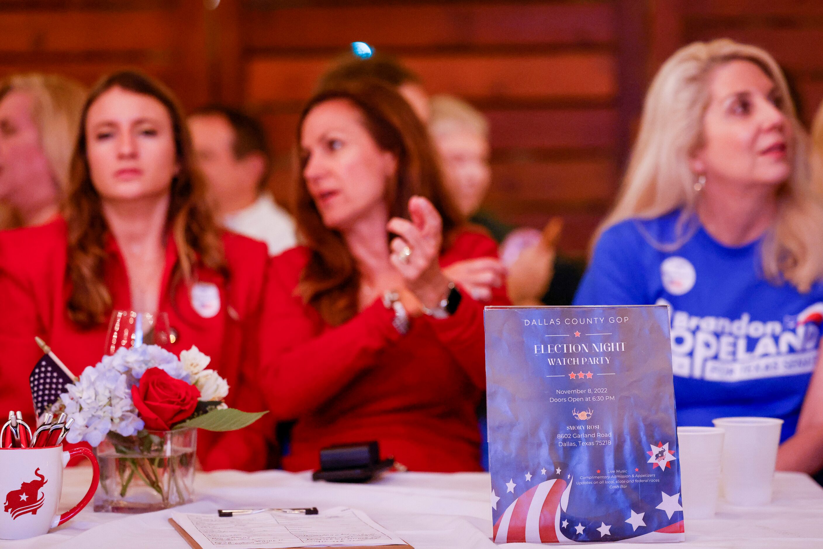 Supporters gather at Dallas County Republican Party Watch Party at Smoky Rose on Election...