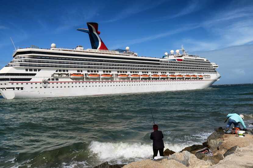 The Carnival Liberty leaves Port Canaveral, Fla., Monday, March 9, 2020.