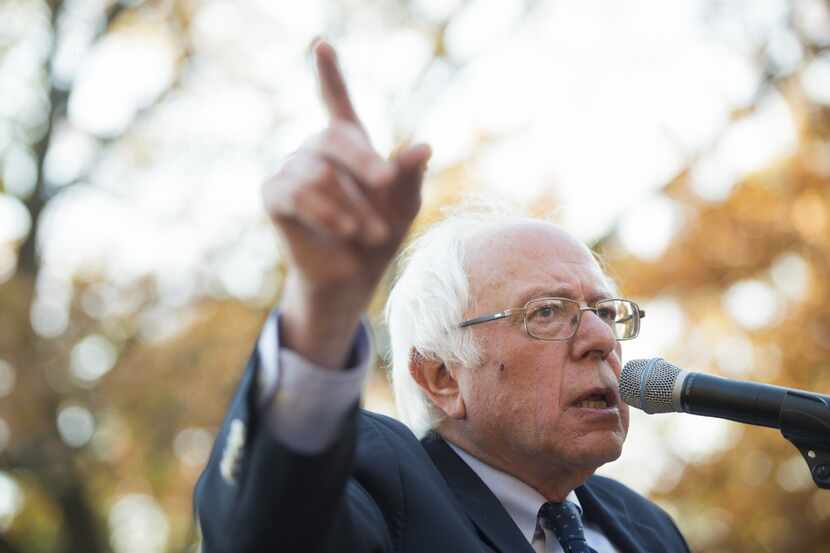 US Senator Bernie Sanders(I-VT), speaks during a rally to stop the Trans-Pacific Partnership...