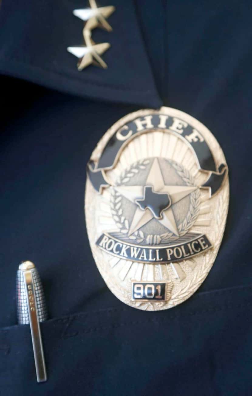 
The badge of new Rockwall Police Chief Kirk Riggs. 
