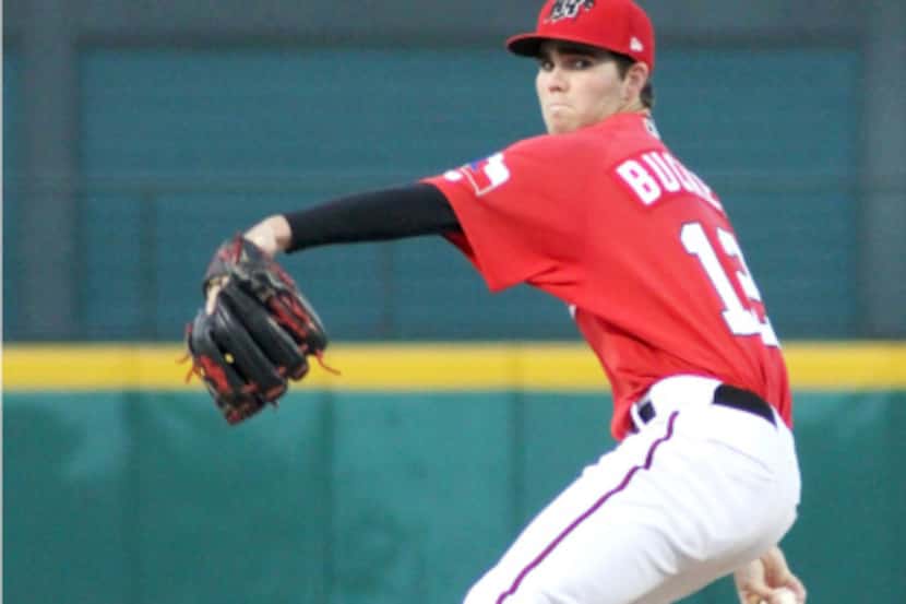 RoughRiders pitcher Cody Buckel, 20, is ranked No. 8 among prospects in the Texas Rangers’...