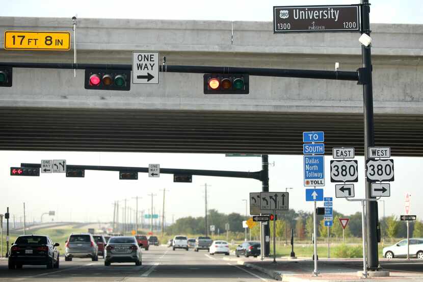 The intersection of the Dallas North Tollway and Highway 380 in Prosper and Frisco, Texas,...