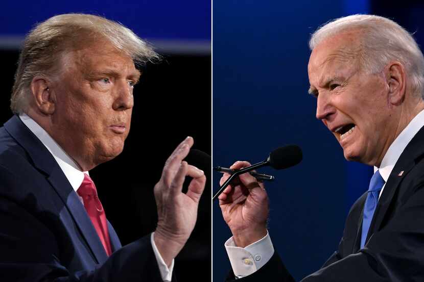 President Donald Trump and former vice president Joe Biden during the final presidential...