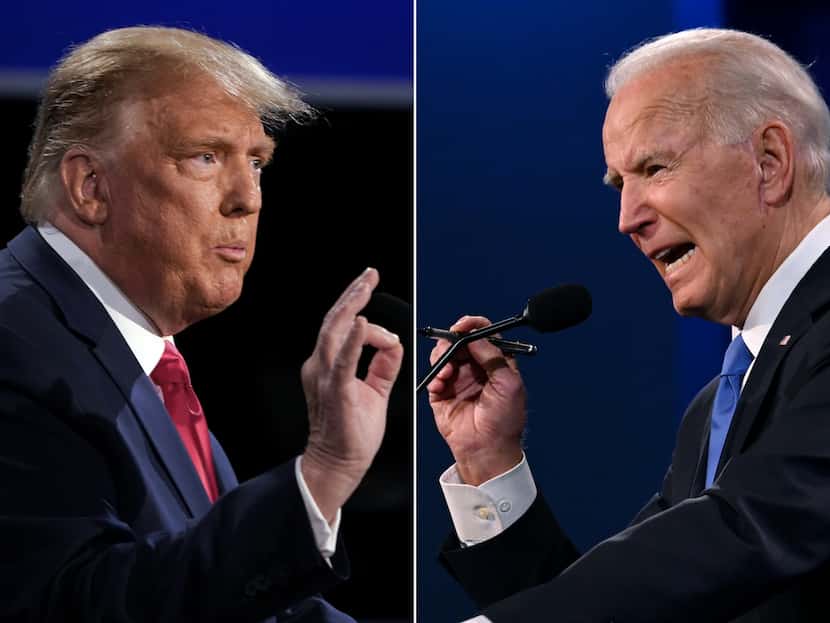 President Donald Trump and former Vice President Joe Biden debate at Belmont University in...