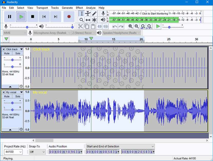 Audacity for Windows, a free app to record and edit audio. There's also a Mac version.