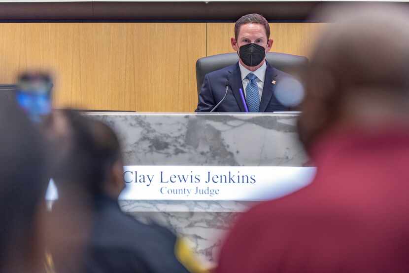 Dallas County Judge Clay Lewis Jenkins is seen during the first county commissioners meeting...