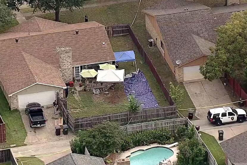 Law enforcement investigators worked Sept. 10 in the backyard of a Plano home where, the day...