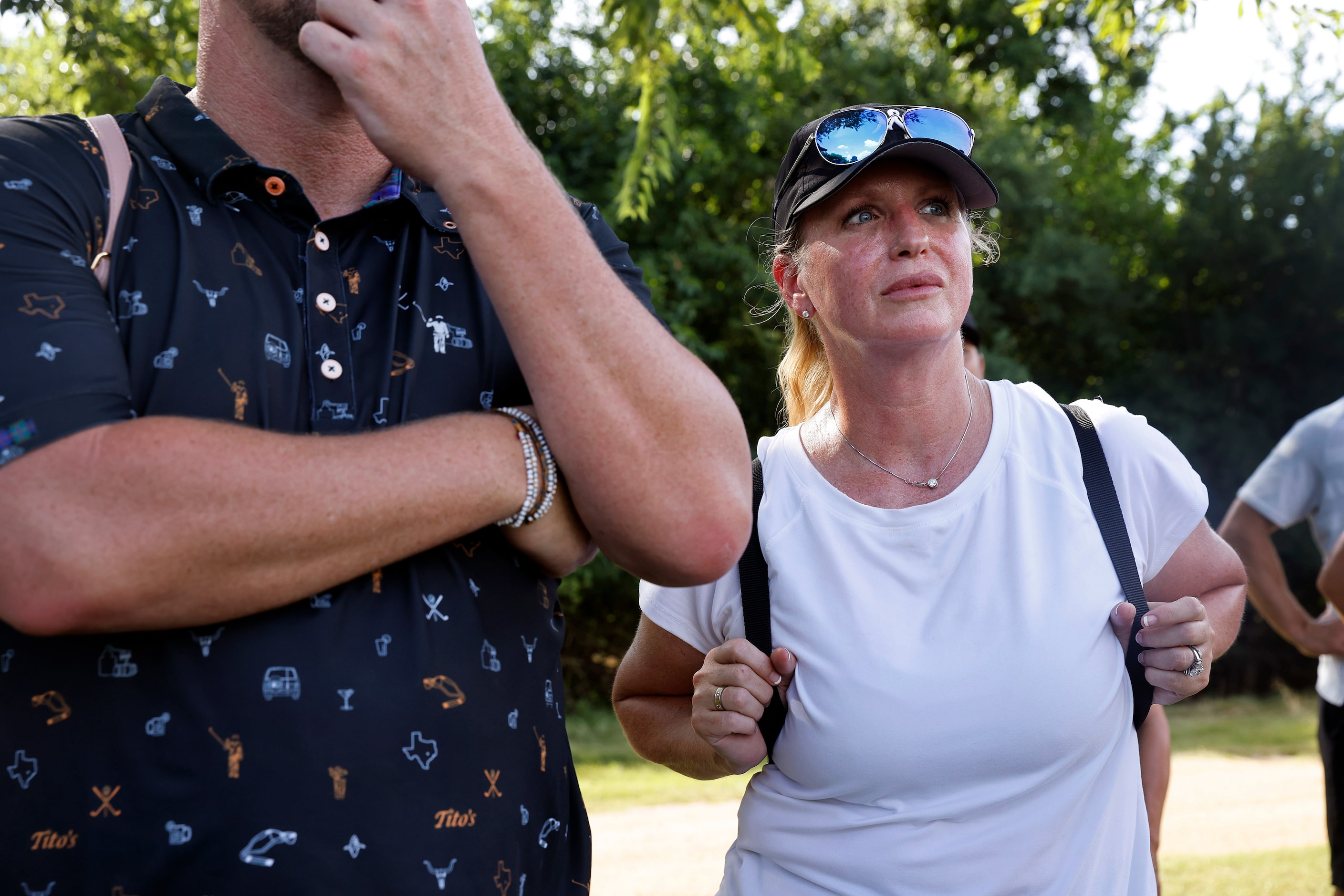 Heather Zweig, mother of amateur golfer Avery Zweig, 14, of McKinney, watches nervously...