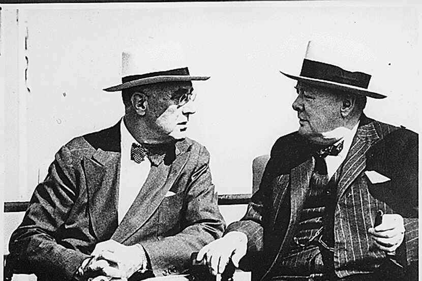 President Franklin D. Roosevelt meets with British Prime Minister Winston Churchill in...