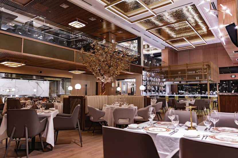 The dining room of Sanjh, a new upscale Indian restaurant in Las Colinas