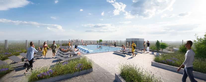 An artists rendering the the top floor pool deck at the Eastline Residences apartment  tower.