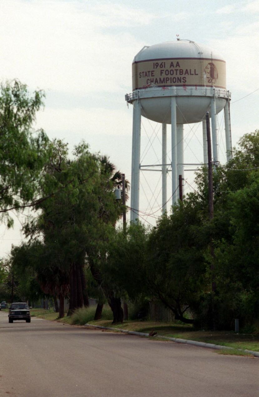 1961 AA State Football Champions water tower in Donna, TX.
