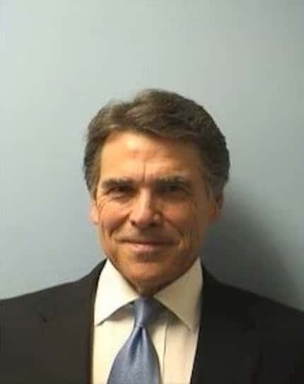Texas Gov. Rick Perry's booking mug, taken at the Travis County criminal justice center on...