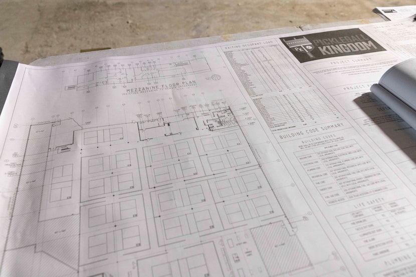 Construction plans for Pickleball Kingdom’s indoor facility in Plano.