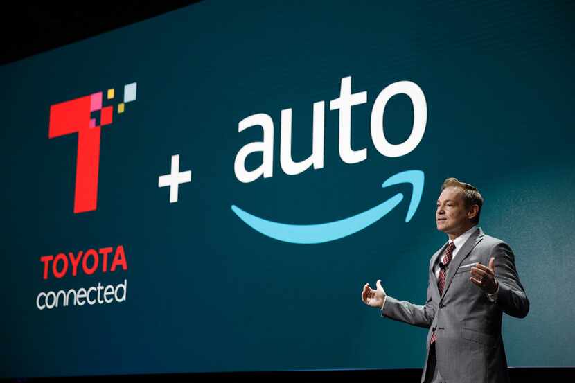 Zack Hicks, CEO of Toyota Connected, talks about Amazon's Alexa voice assistant during a...