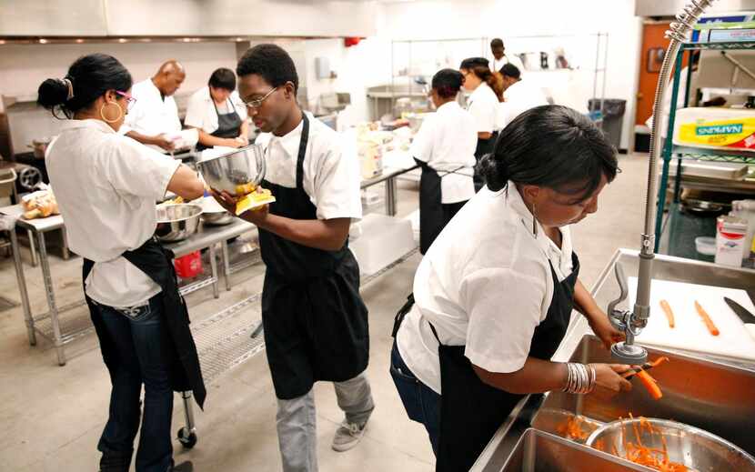 There are plenty of cooks  in the kitchen for CitySquare’s hospitality industry program....