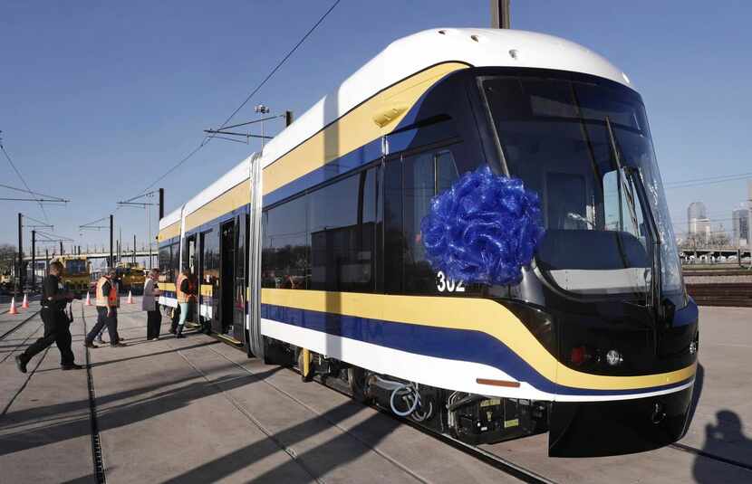 
DART unveiled its new streetcar Monday at the DART facility in South Dallas. 
