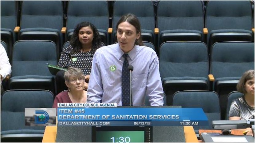 Environmental activist Corey Troiani spoke to Dallas City Council in favor of a new...