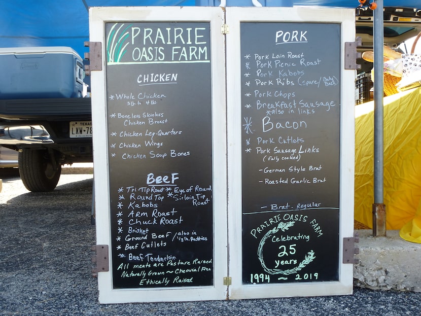 Prairie Oasis Farm in Milsap lists the pastured meats and chicken it had available at...