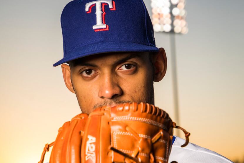 Texas Rangers pitcher Jonathan Hernandez poses for a photo during Spring Training picture...