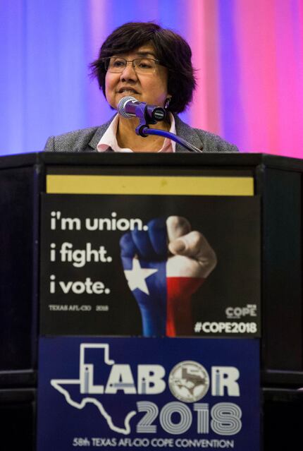 Democratic gubernatorial candidate and former Dallas Sheriff Lupe Valdez participates in a...