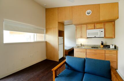 The interior of a two-room unit at The Cottages at Hickory Crossing