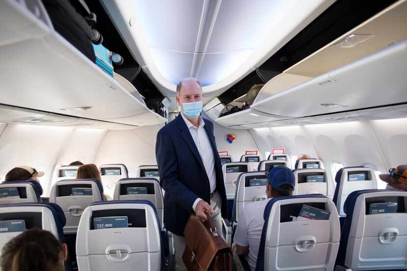 Southwest Airlines CEO Gary Kelly boarded a plane at Houston Hobby Airport in June to visit...
