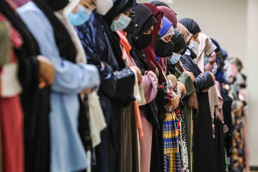 Muslim women attended afternoon prayer and a lecture at the East Plano Islamic Center on...