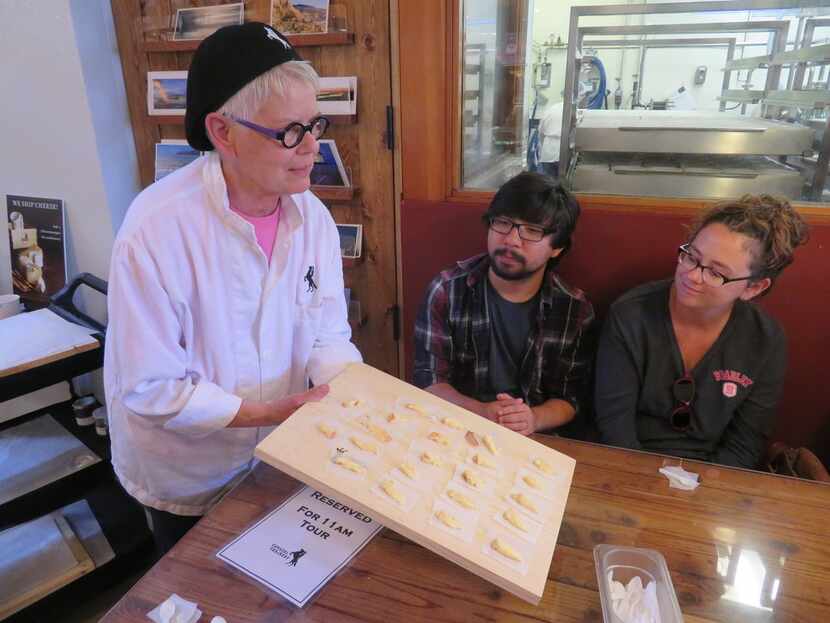 At Cowgirl Creamery, Cheryl Dobbins talks about one of six cheeses visitors on the $5,...