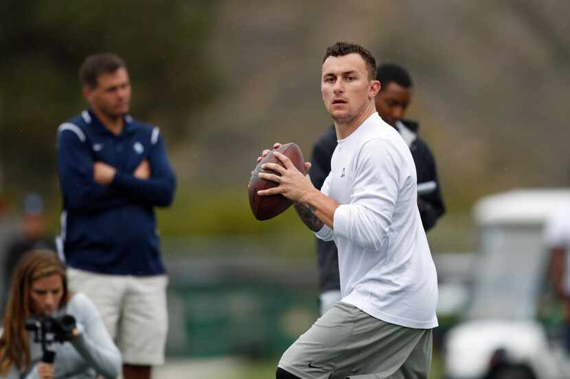 Former NFL quarterback Johnny Manziel threw at University of San Diego's Pro Day on March...