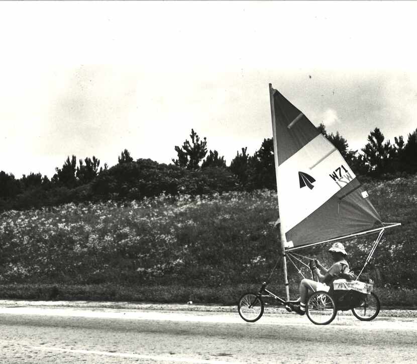 May 29, 1980: With a good wind, Lloyd Sumner's "sail trike" can average from 150 to 200...