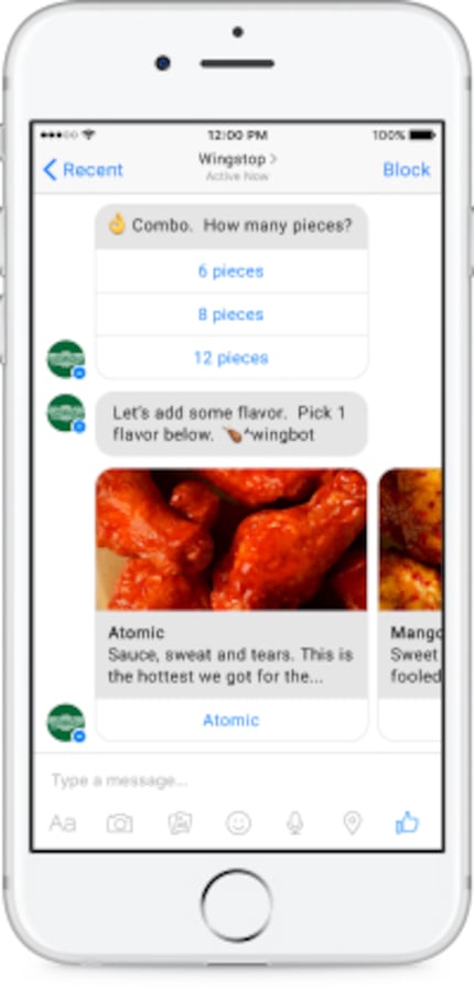  By sending a tweet or a Facebook message to Wingstop, hungry customers can order wings...