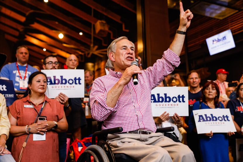 Texas Gov. Greg Abbott addressed attendees during the 2022 Republican Party of Texas State...