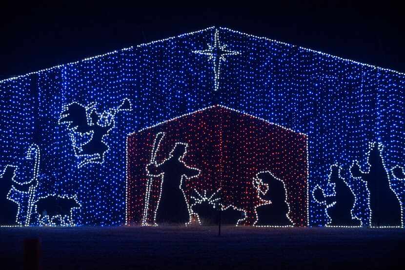 A Christmas light Nativity Scene is part of the many holiday displays at this year's Prairie...