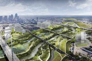 A digital, conceptual, rendering of the Trinity River Plan introduced May 20, 2016.
