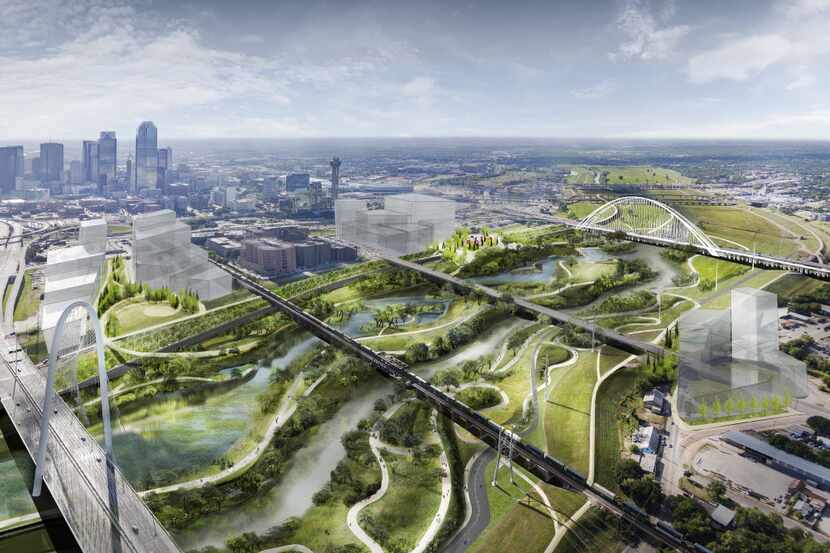 A digital, conceptual, rendering of the Trinity River Plan introduced May 20, 2016.