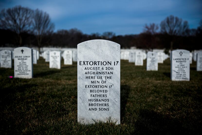 A grave for remains of Navy SEALs aboard a helicopter with the call sign Extortion 17, which...