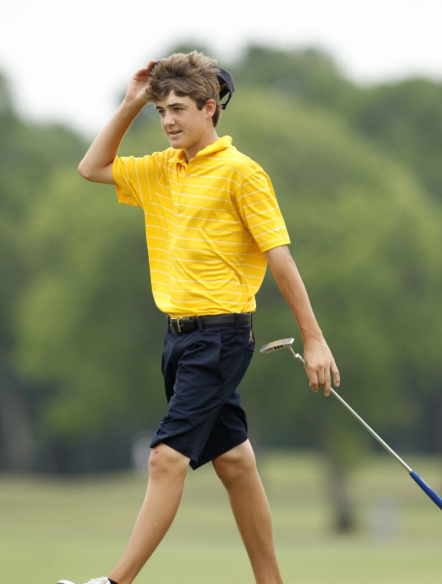 Kynze Mann of Sanger hits a tee shot at the 3A UIL State Golf Tournament in Austin, Texas...