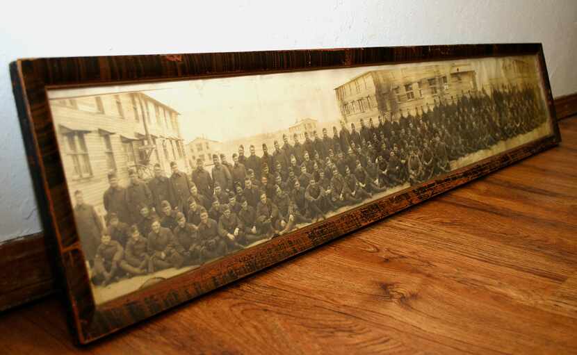 The panorama photo of the U.S. Army's 130th field artillery unit hung in the Cummings...