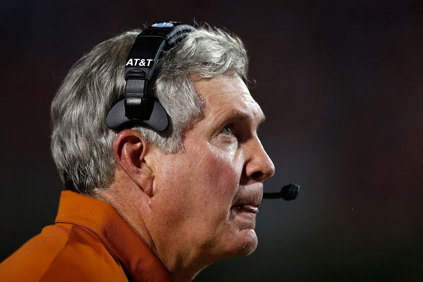 Head coach Mack Brown of the Texas Longhorns waits on the sideline during the game against...