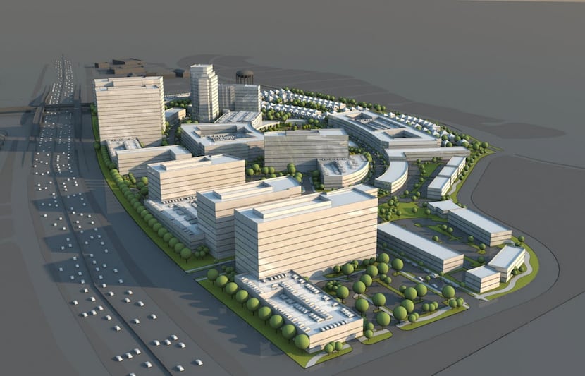 A rendering shows the 50-acre Palisades Village mixed-use development on U.S. 75 in...