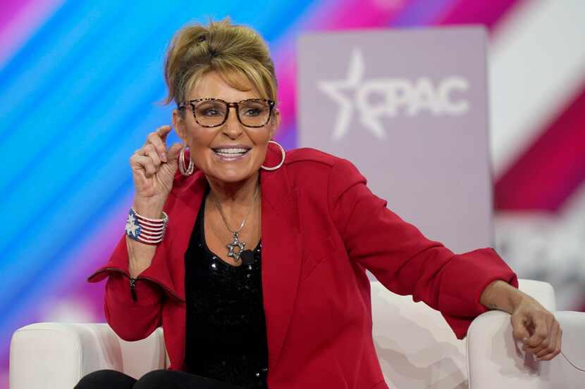 FILE - Former Alaska Gov. Sarah Palin makes a joke about the size of the state of Texas...