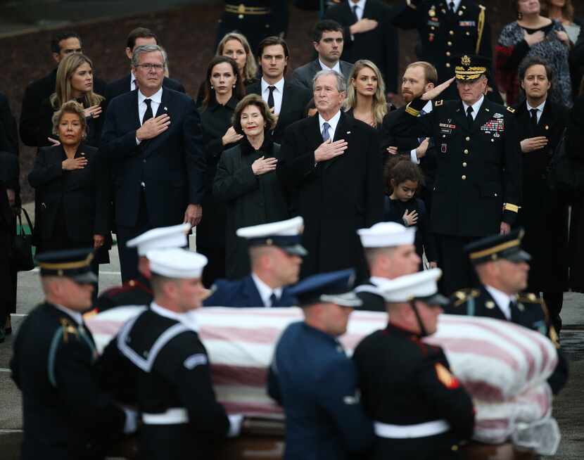 The Bush family, including former President George W. Bush, Laura Bush, Jeb Bush and Columba...